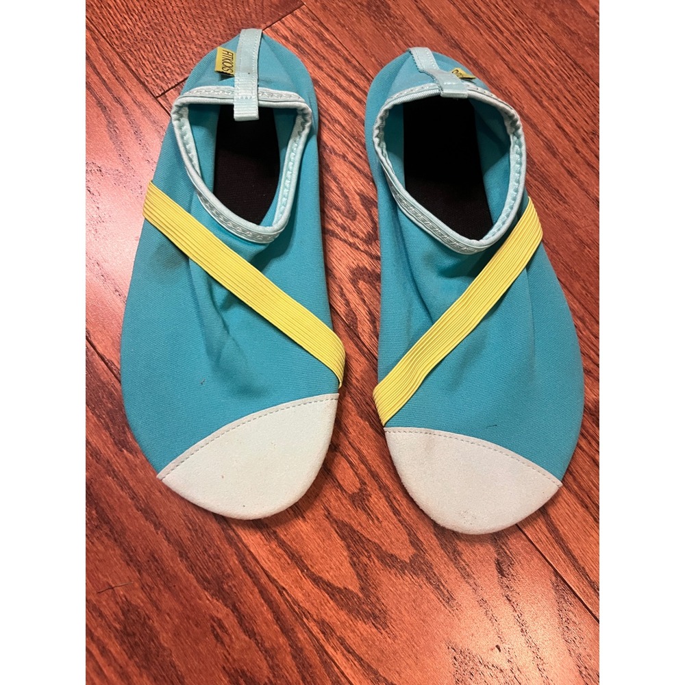 Fitkicks Active Lifestyle Shoes Teal Yellow Minimalist Water Shoes Yoga Flats. 7